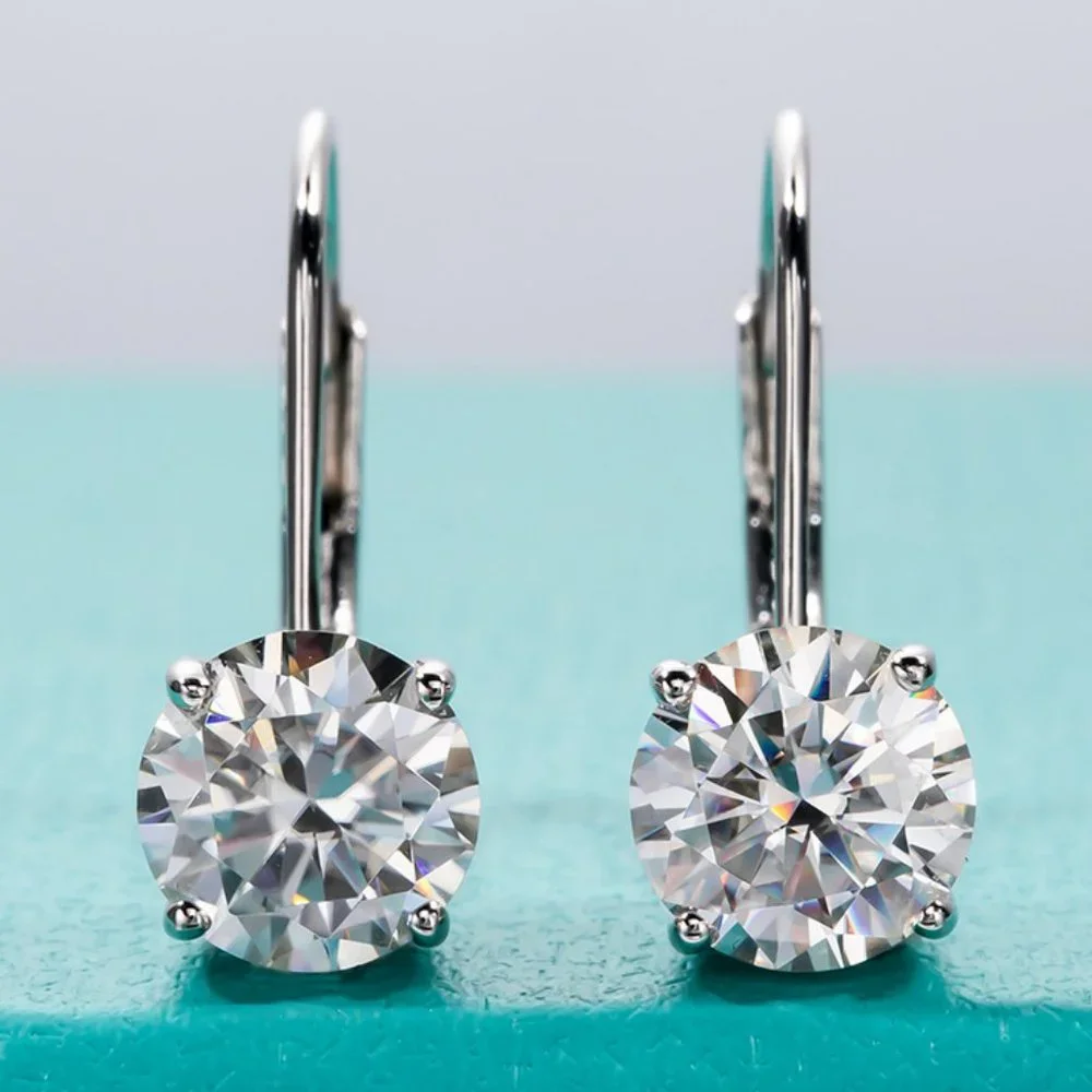 Certified 2ct. t.w. Moissanite Diamond Dangle Drop Earrings NEW - Picture 1 of 11